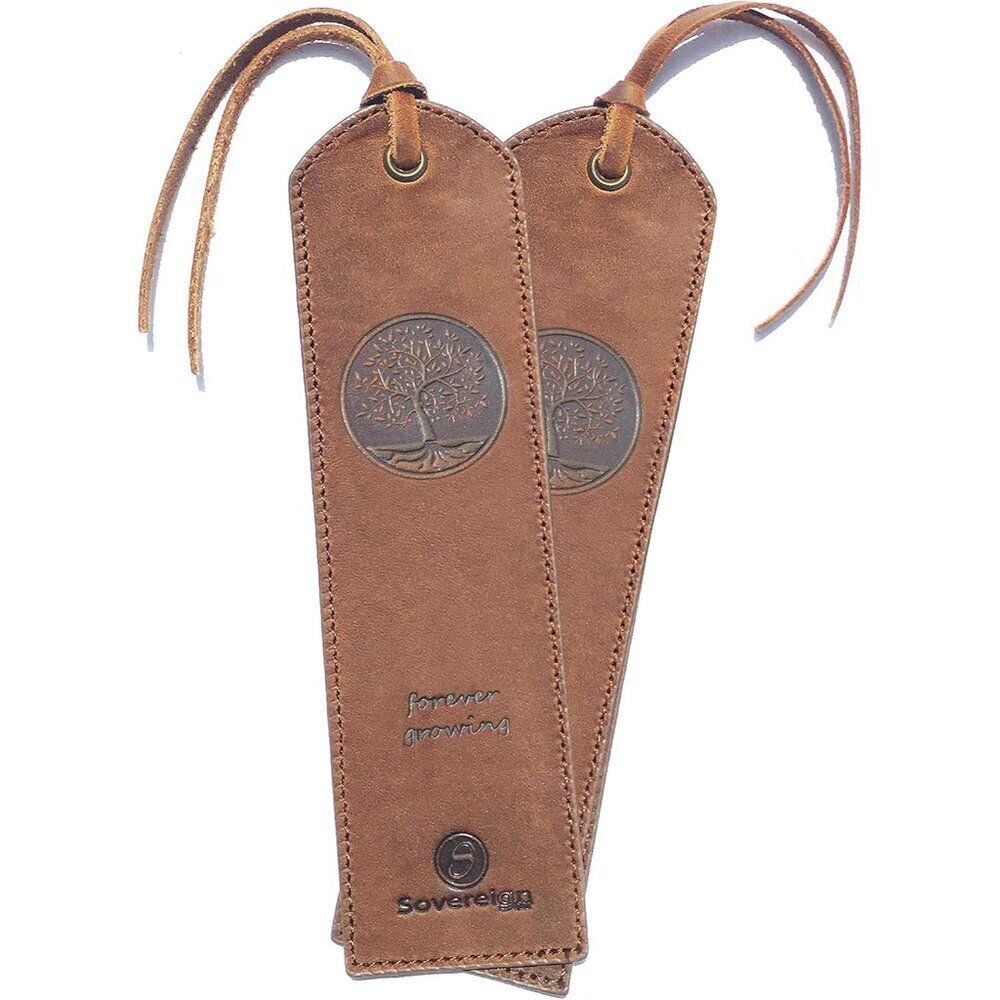 Genuine Leather Bookmark Set 2 Tree Design for Men